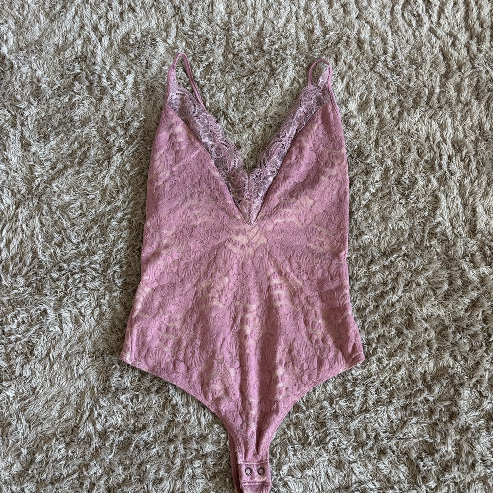 Express pink lacy bodysuit